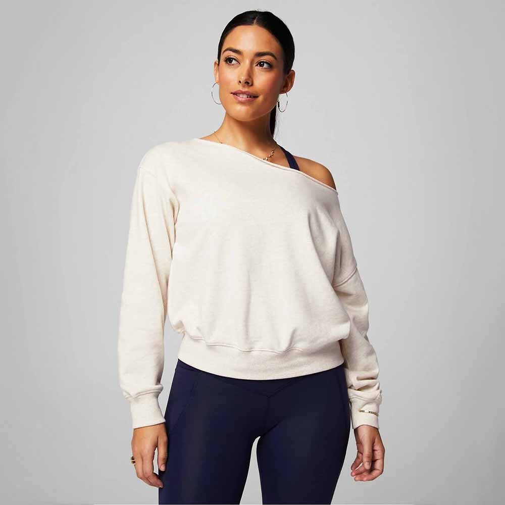 Polera Year Round Terry Off Shoulder Sweatshirt Mujer Bone Heather