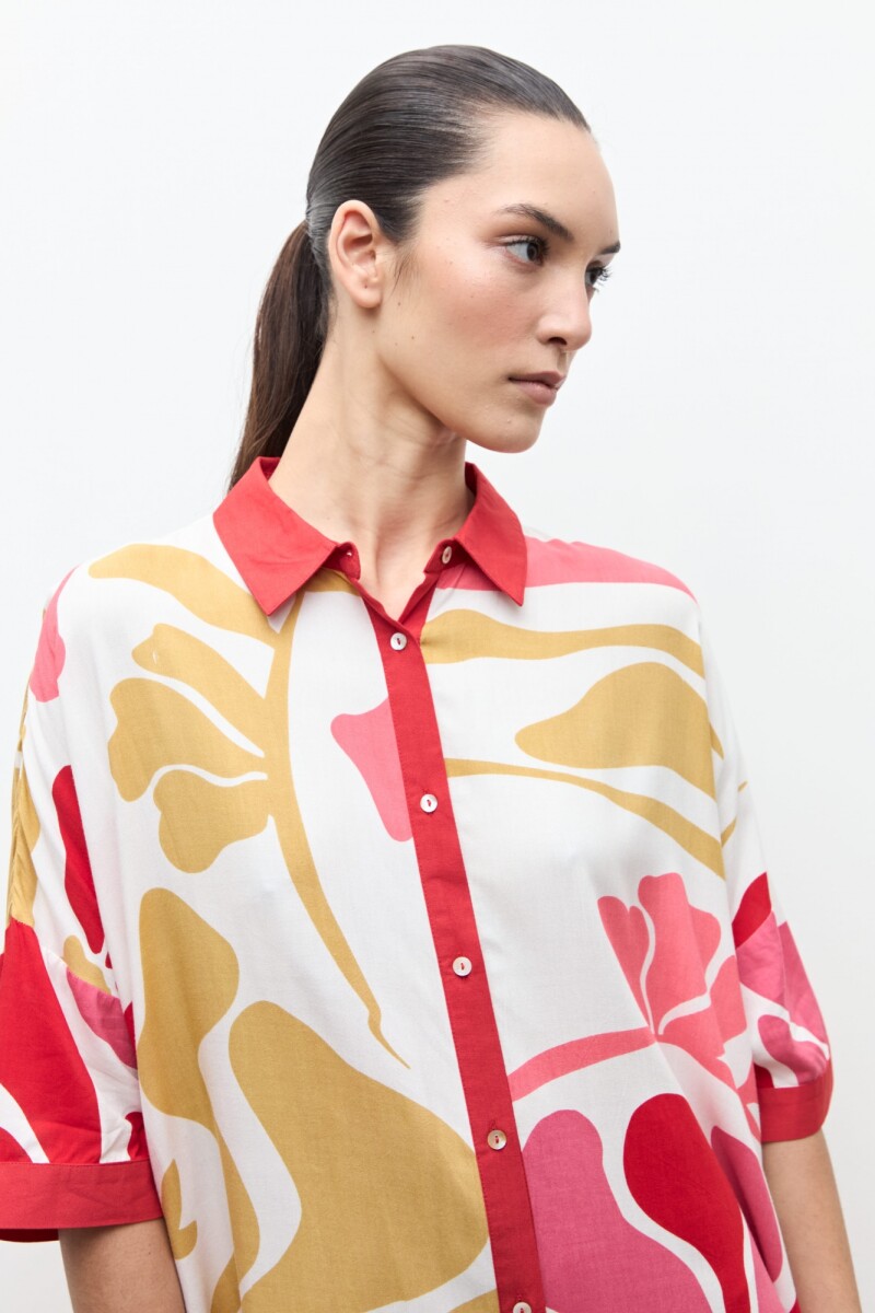 Tunica estampa floral rosado