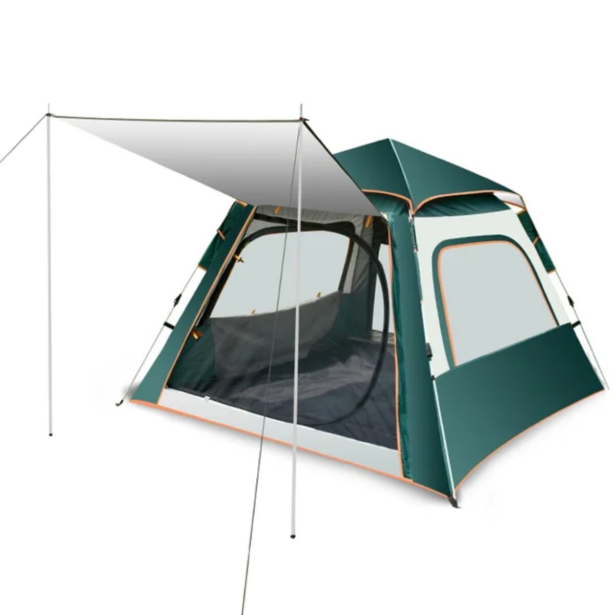 Carpa automática para 4 personas con ventanas - Verde 