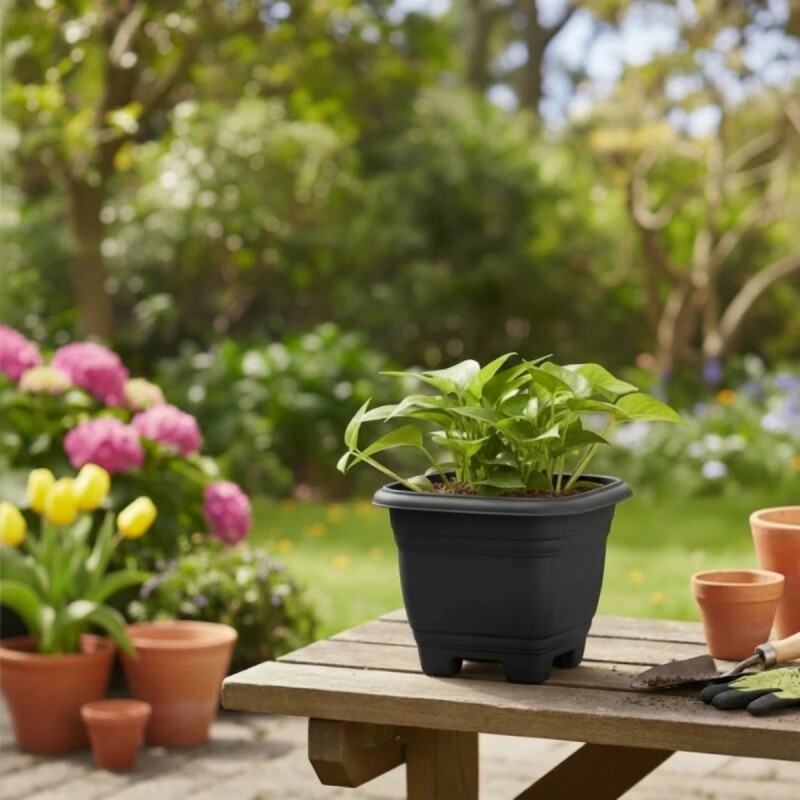 Set x3 maceta mediana cuadrada 4,3 lts NEGRO