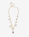 Collares Cortos Metal Collar Multidijes Conejitos Y Flores - Dorado