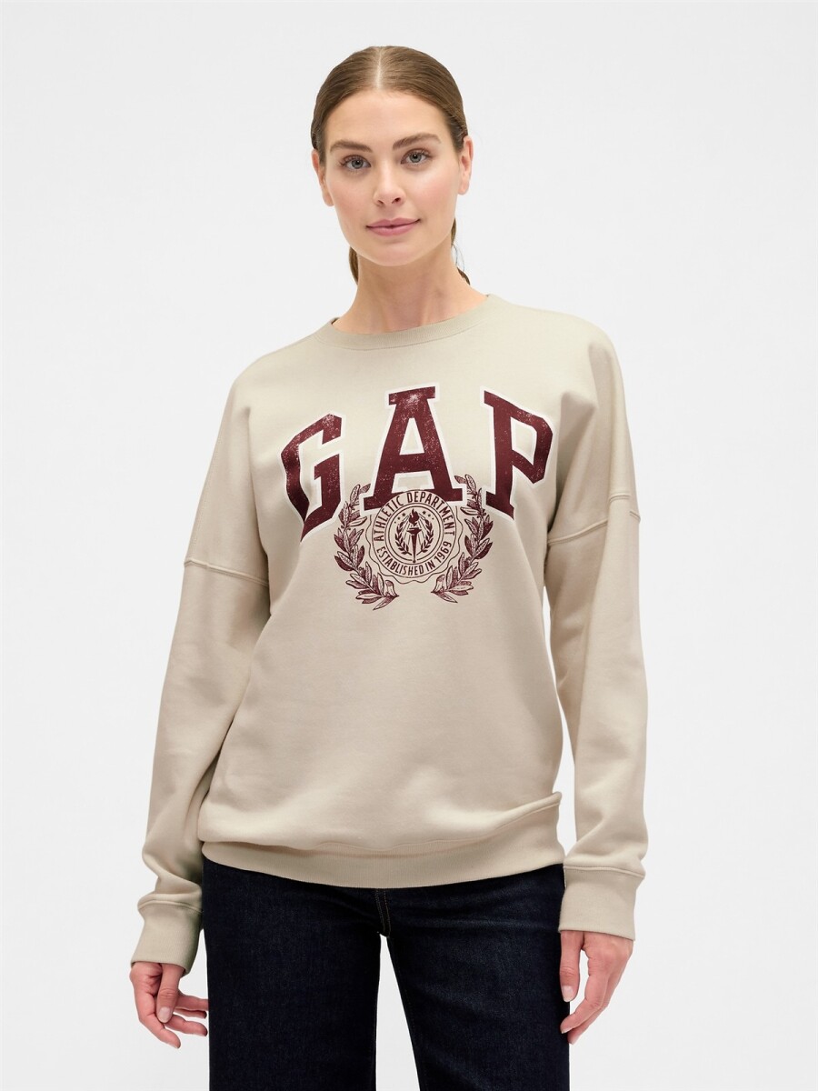 Buzo Deportivo Logo Gap Oversized Mujer - Chino 