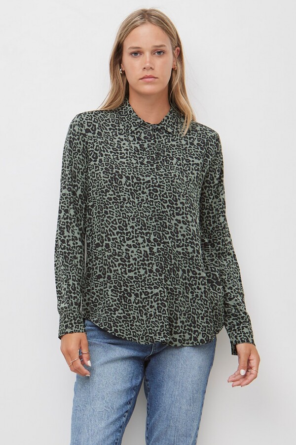 Camisa Animal Print NEGRO/OLIVA