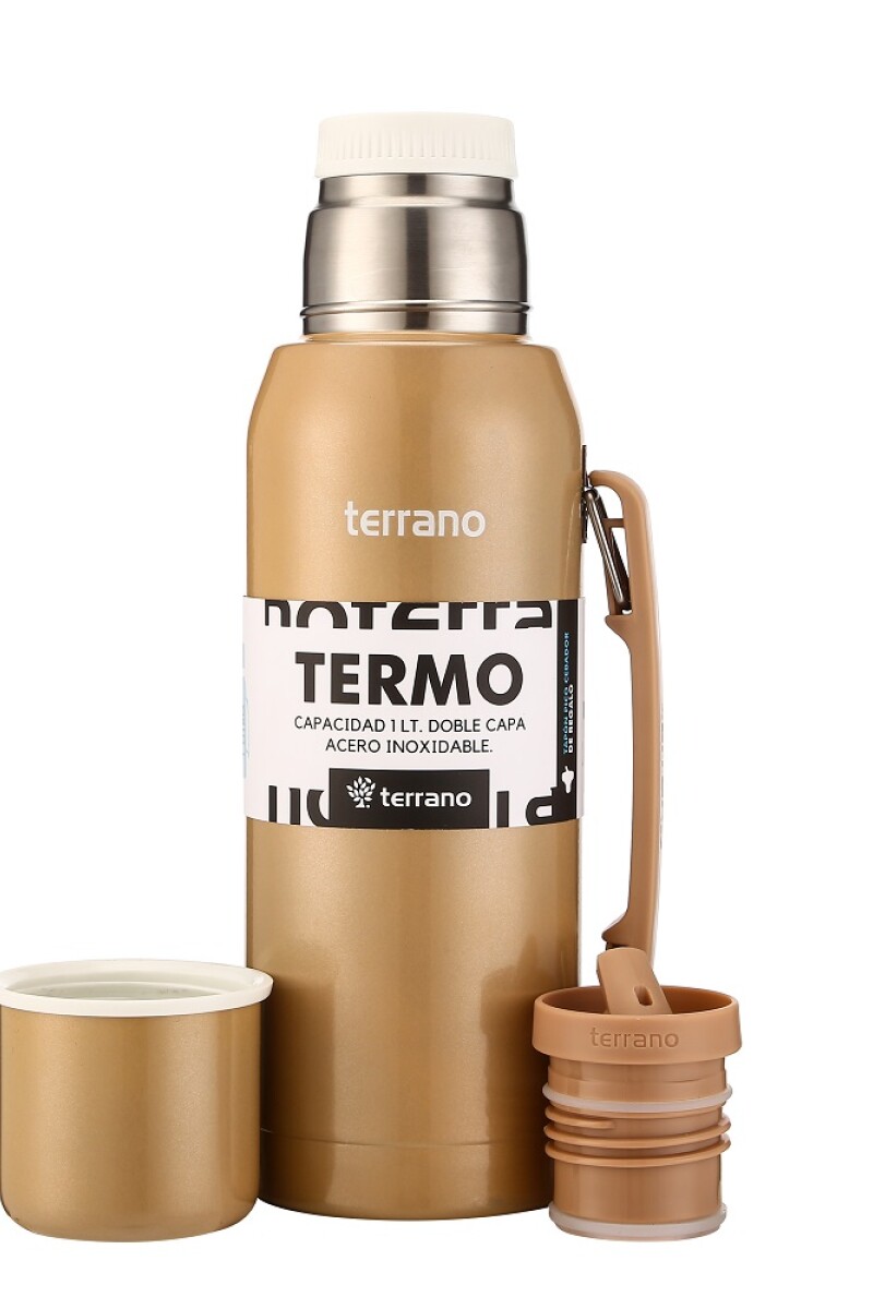 TERMO PREMIUM DE 1LT TERRANO CON MANIJA DORADO