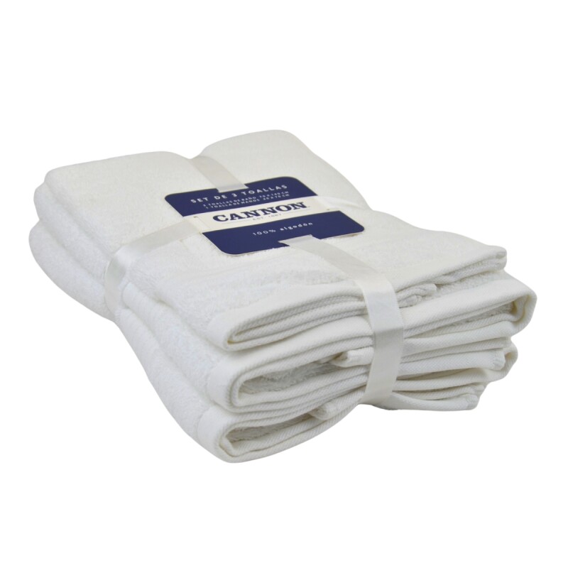 Set 3 toallas 40cm x70cm + 2 70cm x140cm algodón BLANCO