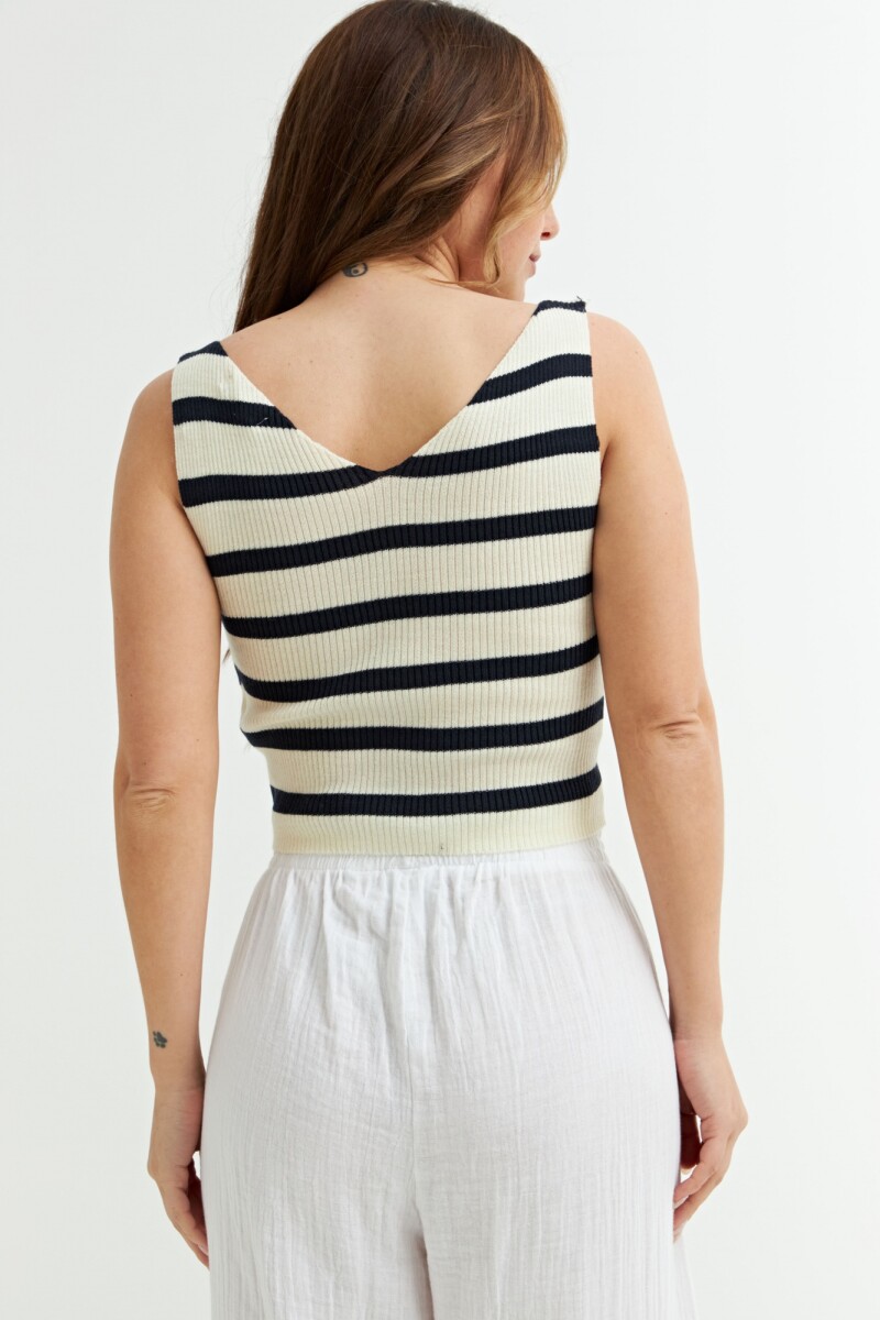 Top tejido rayado AZUL