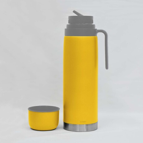 Termo Acero Inox 1Lt c/Manija Fija Mantiene Frío Calor Comet Mostaza