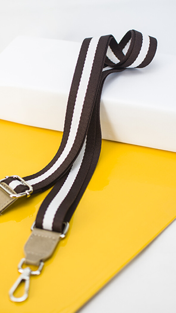 CORREA GALON PARA CARTERA CHOCOLATE CON NUDE