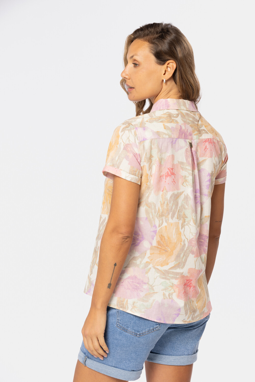 CAMISA DE LINO ESTAMPADA Rosa