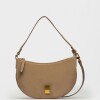 Cartera al Hombro Lua En Cuero Gamuza Taupe