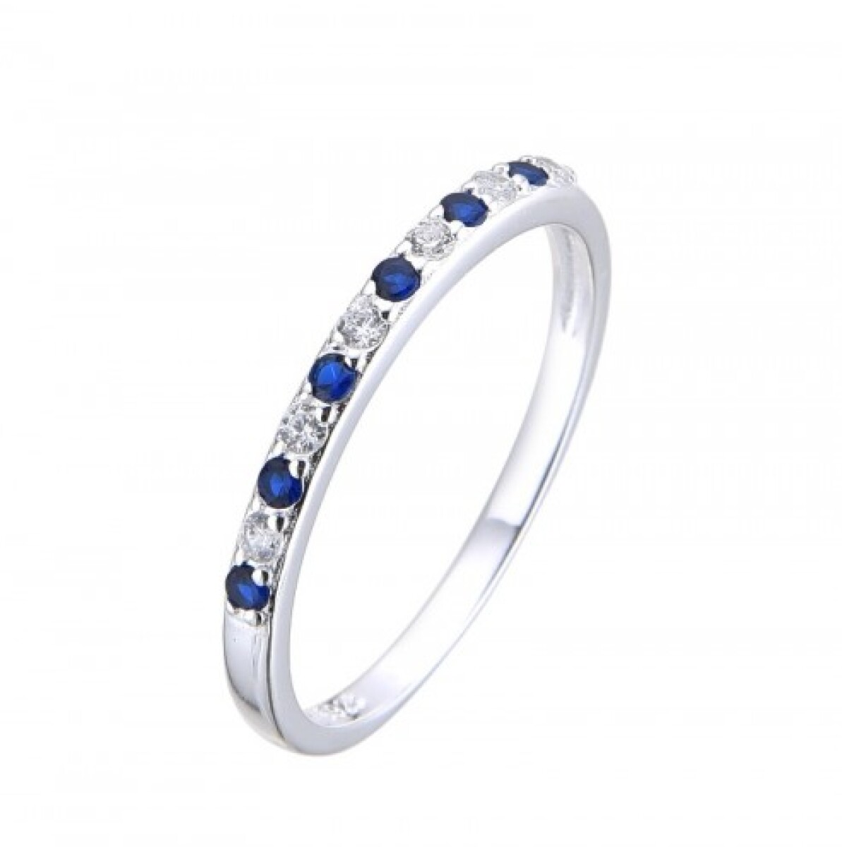 Anillo de plata 925 con circonias, MEDIO SIN FIN 