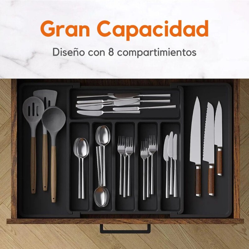 Cubiertero Organizador Cubiertos Extensible Cajon Cocina Negro Cubiertero Organizador Cubiertos Extensible Cajon Cocina Negro