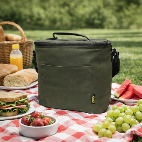 Lunchera térmica 10L con asa y correa para colgar 26x15x26cm Verde