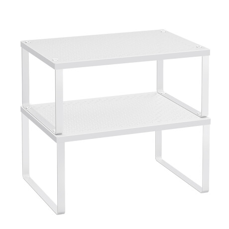 SONGMICS Juego de 2 Estantes Metálicos Expandibles para Encimera de Cocina – Organizador Multicapa de Armario Blanco