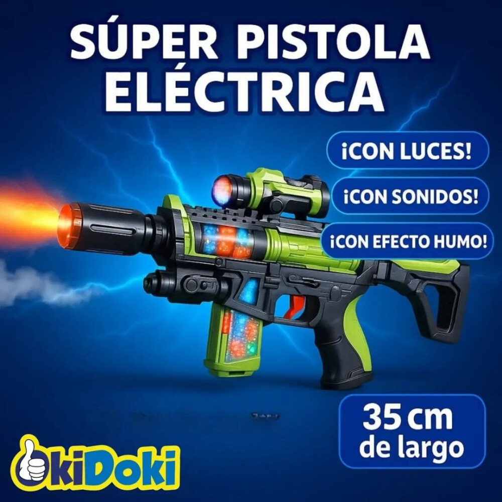 Pistola De Juguete Con Efecto Humo Y Luces AZUL