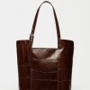 Shopper The Icon en cuero grabado big croco Marron