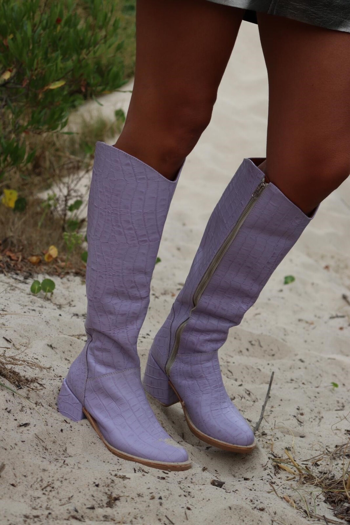 High Heel Boots Crocco Lila