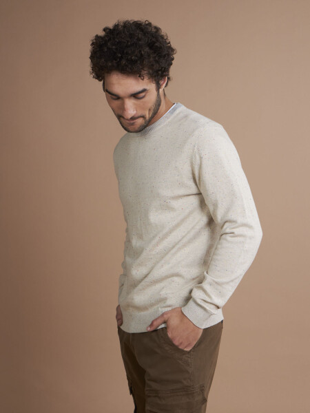 SWEATER HUAPI 4.0 BEIGE/GRIS BOUTONE