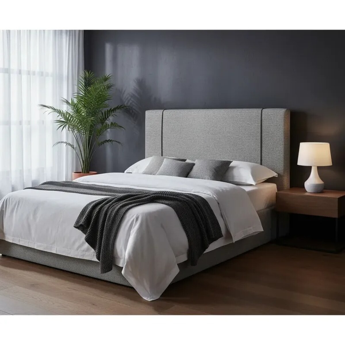 Respaldo de sommier 1.40mts - Color gris con puntitos negros y blancos 