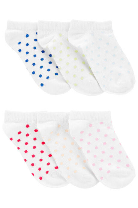 Pack seis pares de medias invisibles de algodón, diseño lunares Sin color