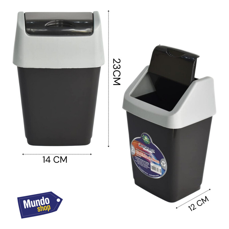 Papelera Tapa Basculante Plástico 2 Litros Color Negro Negro