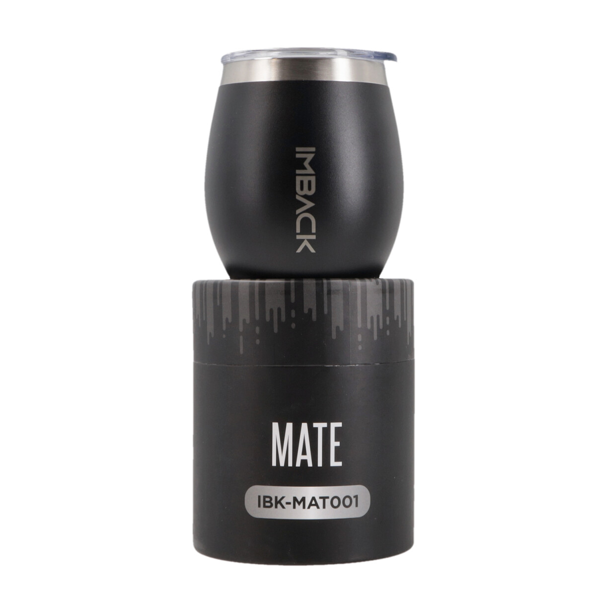Mate De Acero Inoxidable Termico Anti Vuelco Con Tapa 240 Ml Con Caja Termo Imback Color Negro 