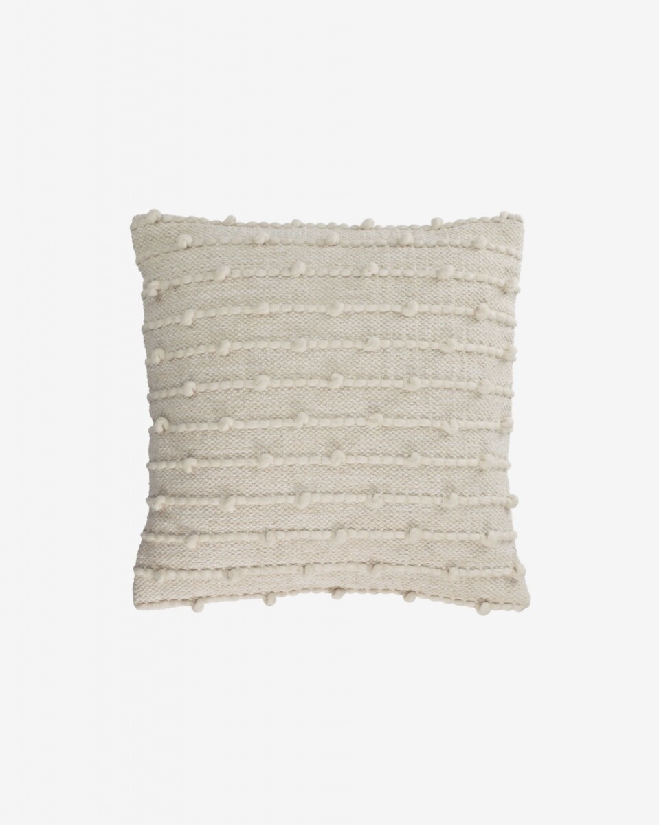 Almohadón Akane de algodón y lana beige 45 x 45 cm 