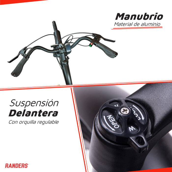 Bicicleta Eléctrica Rodado 26 Aluminio Plateada - Randers Bicicleta Eléctrica Rodado 26 Aluminio Plateada - Randers