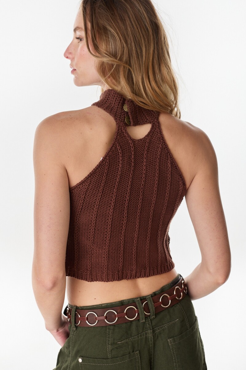 Top Leather Goth Marron