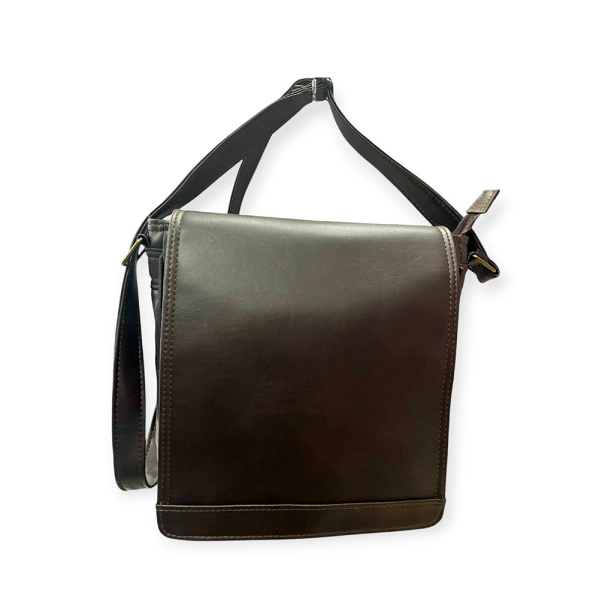 Bandolera grande con solapa y cierre - Marron 