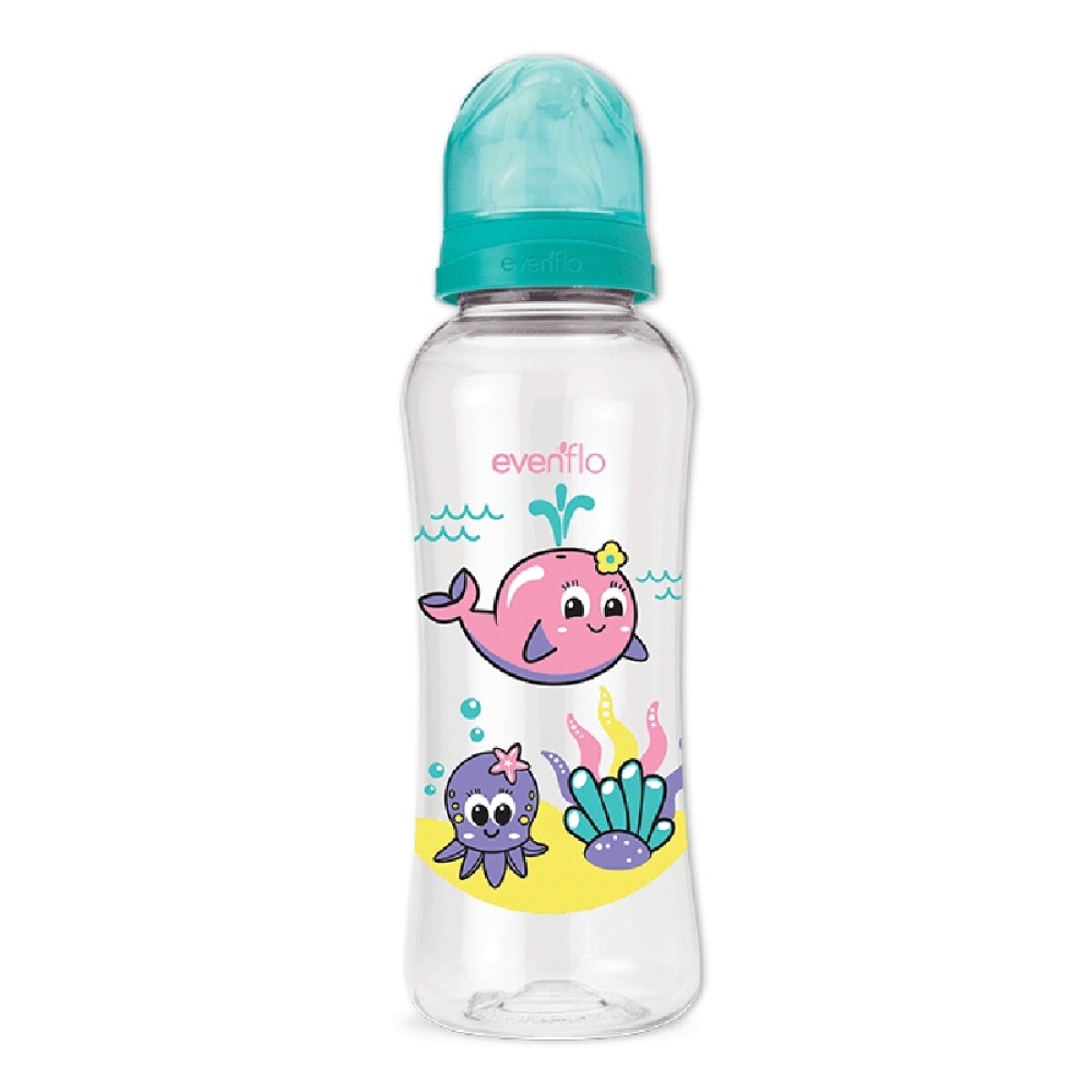 Mamadera Evenflo Acuario Bebé 3-12M 240Ml Tetina Flujo Medio - Turquesa 