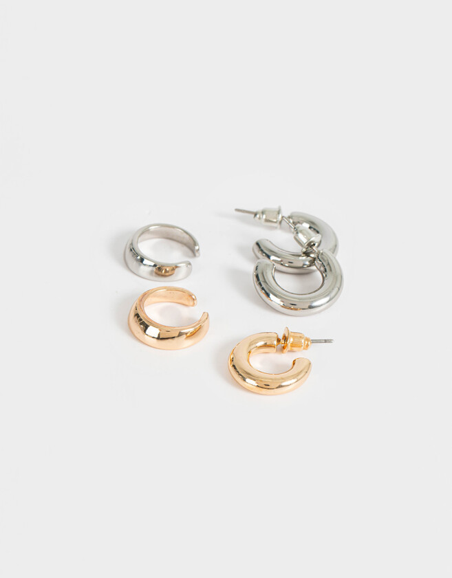 Bijou Cuff Mix plating Set De Aros Mixplating - Dorado