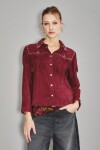 Camisa Bellota Fringes Cuero Bordo