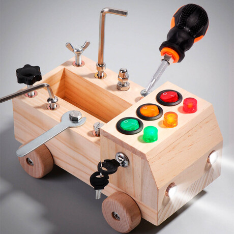 Camión De Madera Interactivo Herramientas Sensoriales El Rey Jug019018