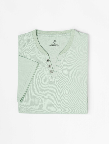 T-shirt m/c botones verde claro