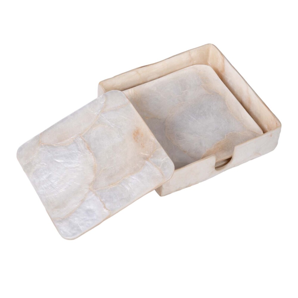 SET 4 POSAVASOS NACAR NATURAL-BEIGE BCS 2408