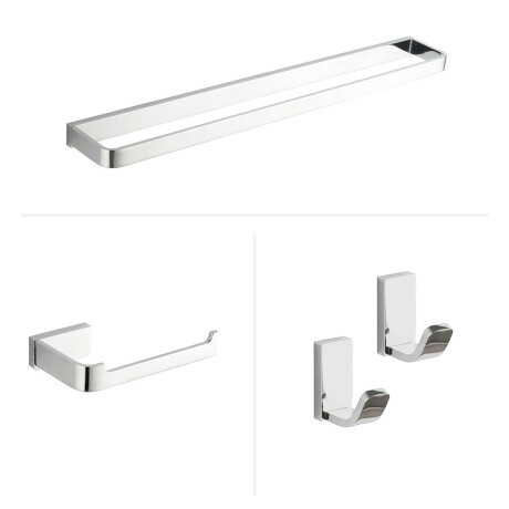 SET ACCESORIO BAÑO TOALLERO Y PERCHA LINEA BRILLO CROMO CROMO