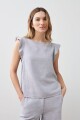 Blusa de lino con vivo metálico gris melange