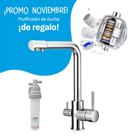 Purificador Bajo Mesada con Grifo de 3 VÍAS Recto con Ecofast