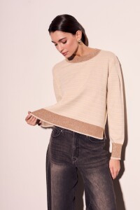 Sweater Rayado Lurex Nácar