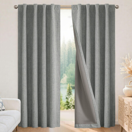Set x2 Cortinas Blackout 140x230Cm Bloquea Luz Ambientes Gris