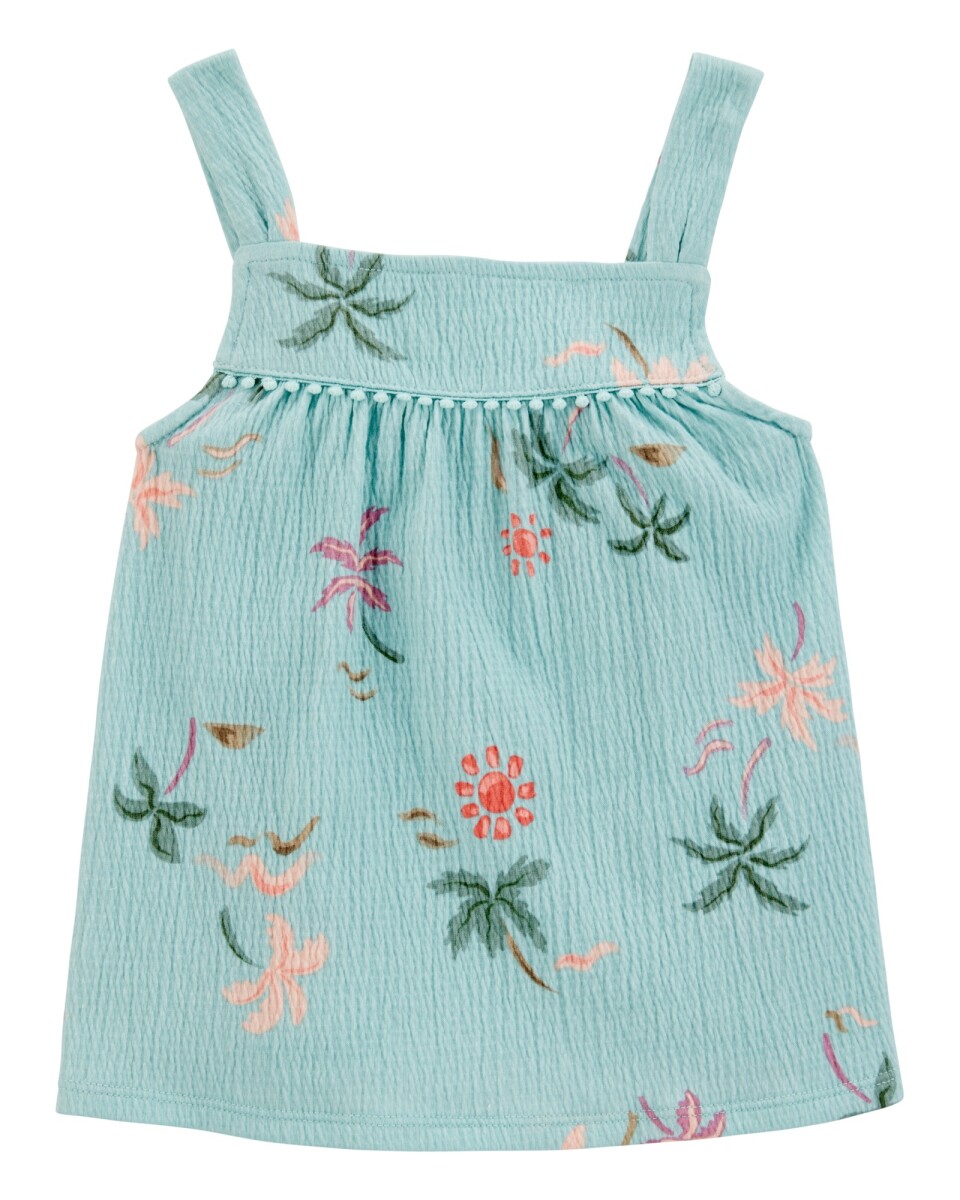 Musculosa de jersey arrugado, diseño palmeras 