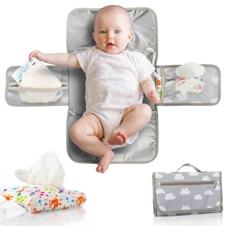 Cambiador Para Bebé Acolchado Portable Impermeable Gris