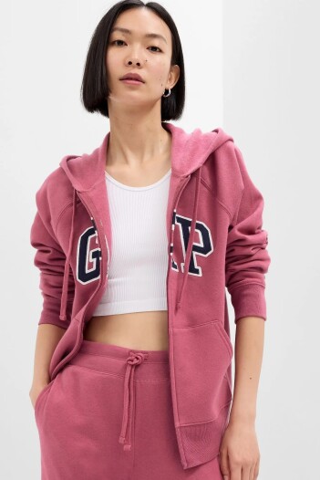 Canguro Con Cierre Con Felpa Logo Gap Mujer Dry Rose 18-1725 Tcx