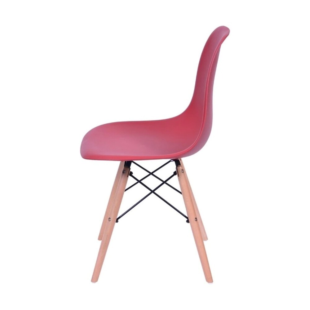 Silla Eames DKR - Base En Madera Rojo