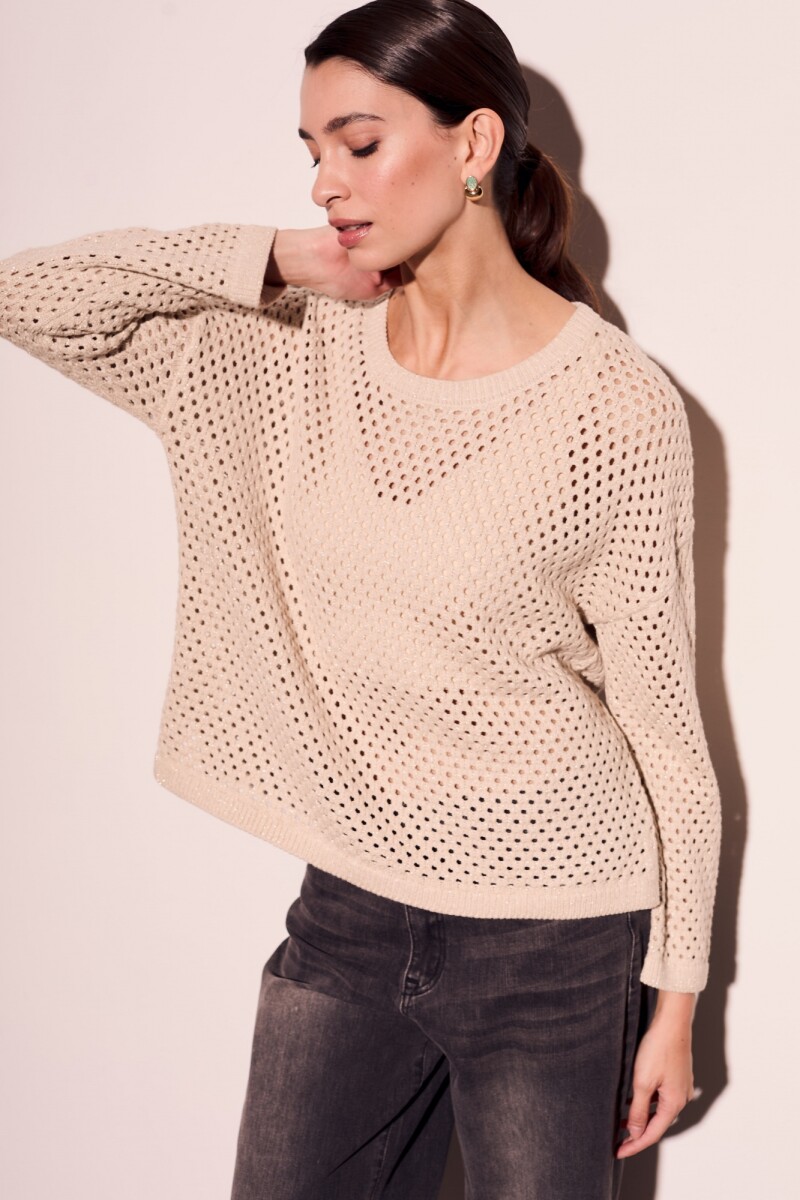 Sweater Lurex - Beige Melange 