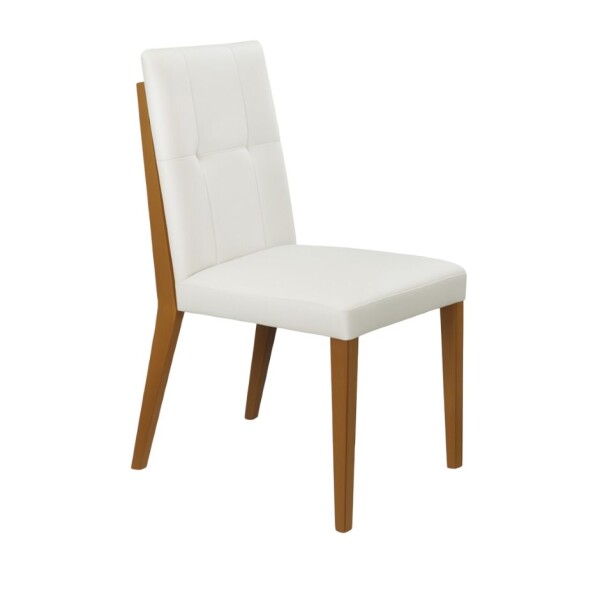 Silla madera clara - Doble tapizado PU Marfil Silla madera clara - Doble tapizado PU Marfil