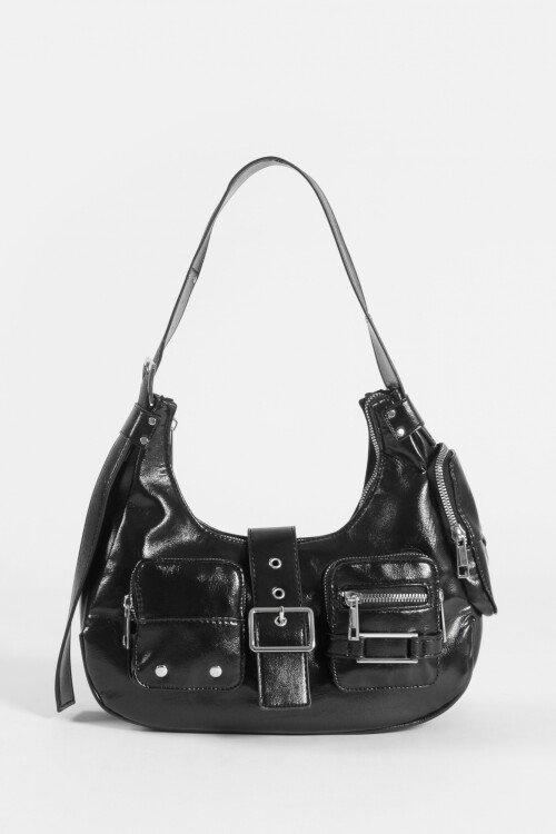 Cartera de hombro con bolsillos negro