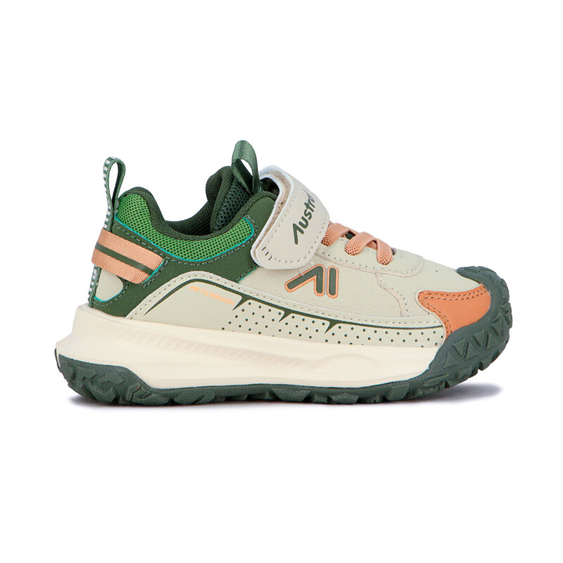Austral Calzado Deportivo Niño C/Velcro y Elastico / Verde-Beige Verde-Beige