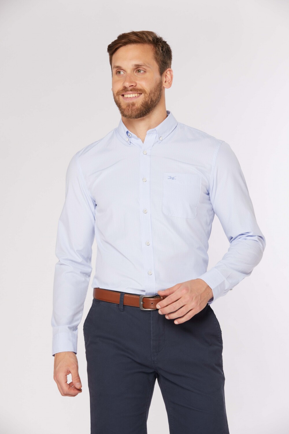 CAMISA RAYADA Celeste